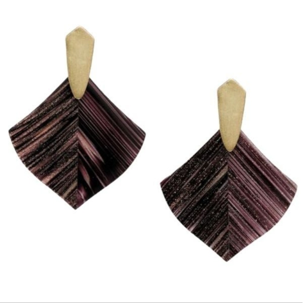 KENDRA SCOTT "Astoria" Brown Dust Triangular Far Drop Earrings OS